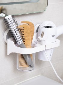 Тримач для фену зі стаканом клейкий MBM HOME модель BP-5 WHITE Фото