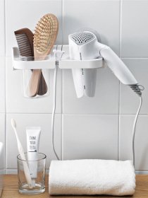 Тримач для фену зі стаканом клейкий MBM HOME модель BP-5 WHITE Фото
