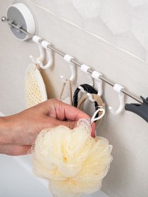 Держатель с крючками универсальный клеящийся MBM HOME модель BP-8 WHITE Фото