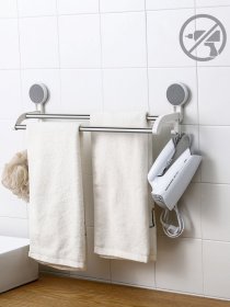 Тримач для рушників подвійний клейкий з нержавіючої сталі MBM HOME модель BP-9 WHITE Фото