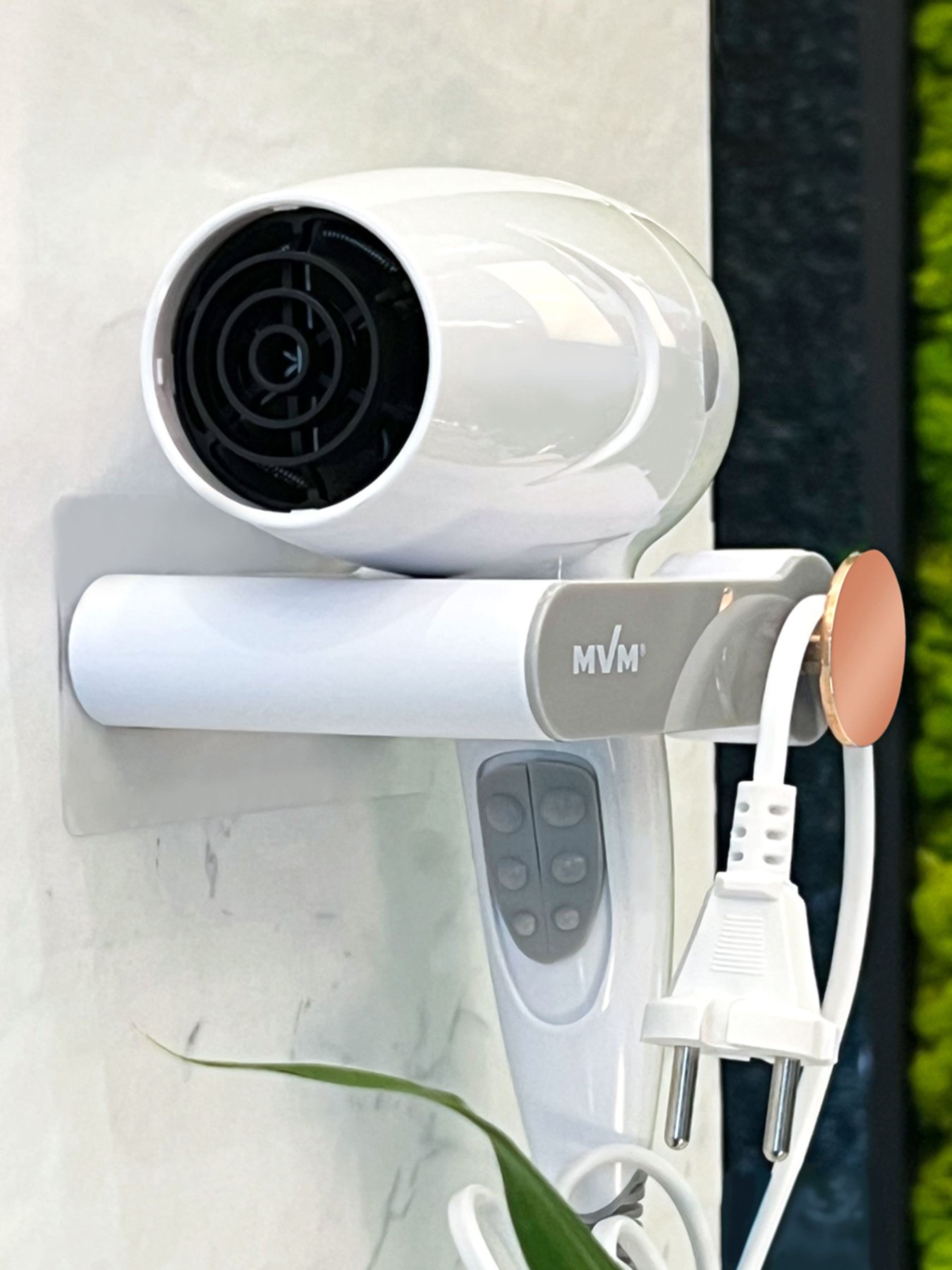 Тримач для фену клейкий білий з сірим MBM HOME модель BP-32 WHITE/GRAY Фото