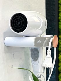 Тримач для фену клейкий білий з сірим MBM HOME модель BP-32 WHITE/GRAY Фото