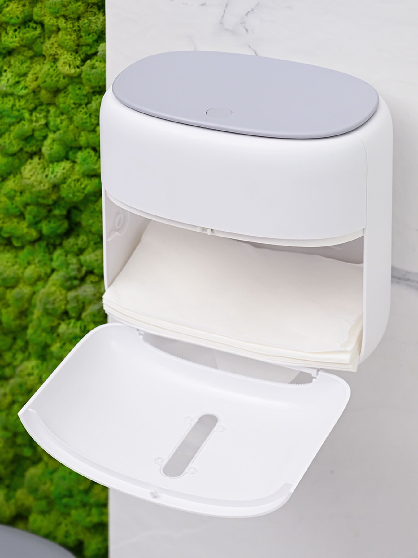Тримач для туалетного паперу з поличкою білий з сірим MBM HOME модель BP-44 WHITE/GRAY Фото
