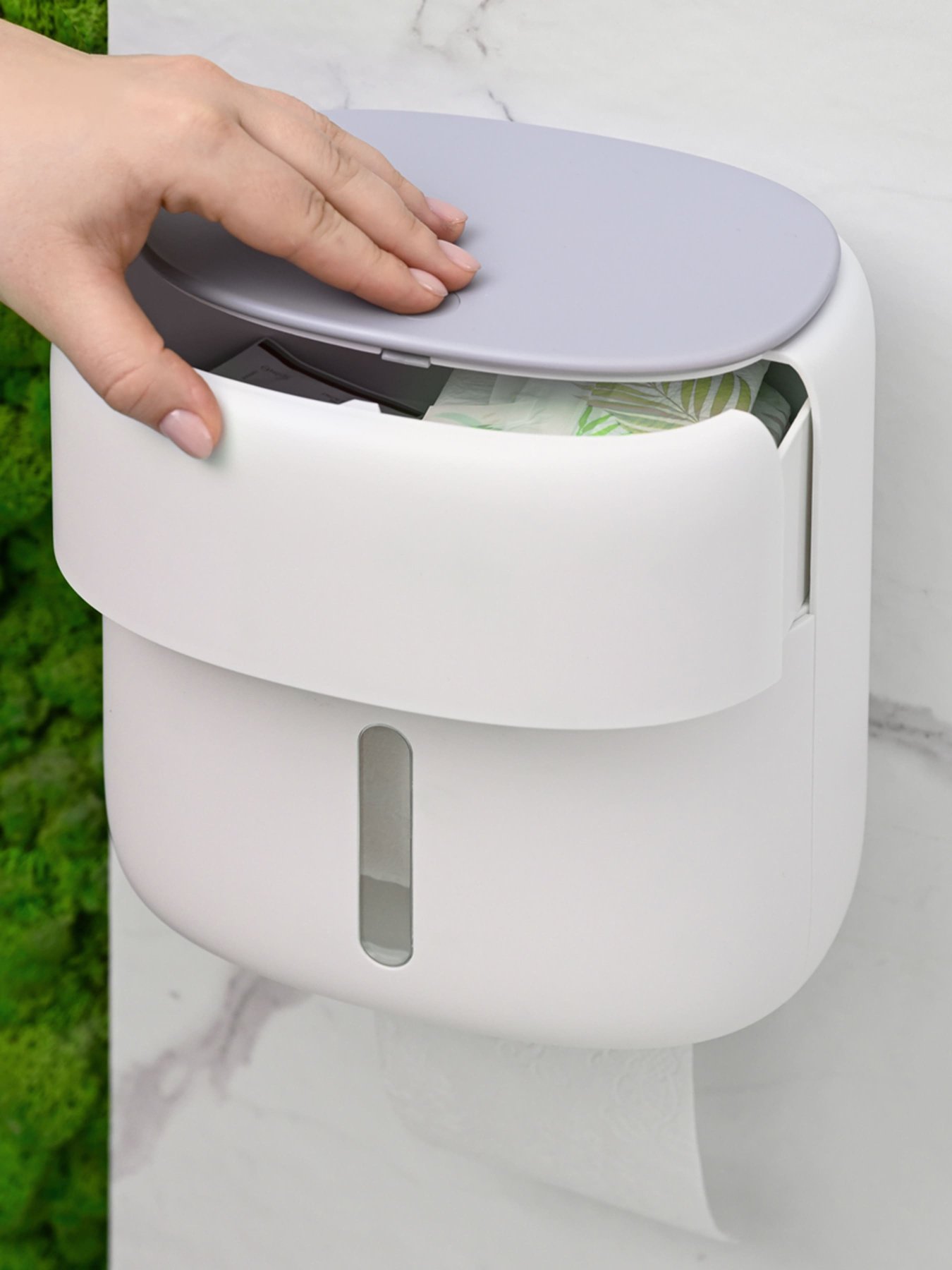 Тримач для туалетного паперу з поличкою білий з сірим MBM HOME модель BP-44 WHITE/GRAY Фото