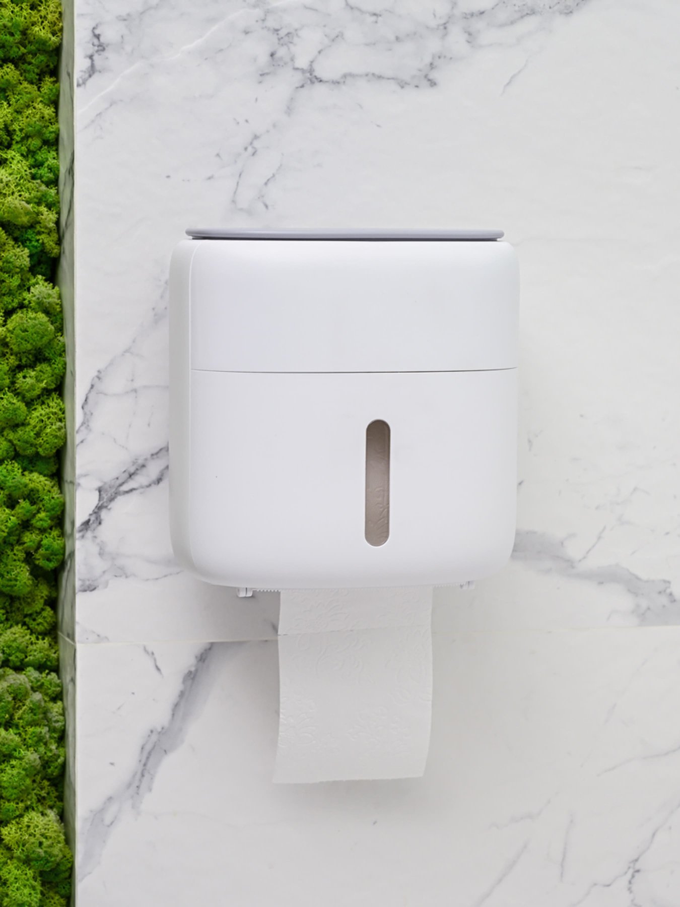 Тримач для туалетного паперу з поличкою білий з сірим MBM HOME модель BP-44 WHITE/GRAY Фото