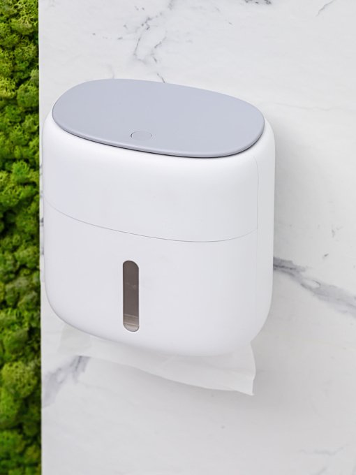 Тримач для туалетного паперу з поличкою білий з сірим MBM HOME модель BP-44 WHITE/GRAY Фото