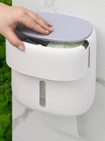 Тримач для туалетного паперу з поличкою білий з сірим MBM HOME модель BP-44 WHITE/GRAY Фото