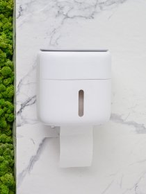 Тримач для туалетного паперу з поличкою білий з сірим MBM HOME модель BP-44 WHITE/GRAY Фото