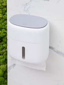 Тримач для туалетного паперу з поличкою білий з сірим MBM HOME модель BP-44 WHITE/GRAY Фото