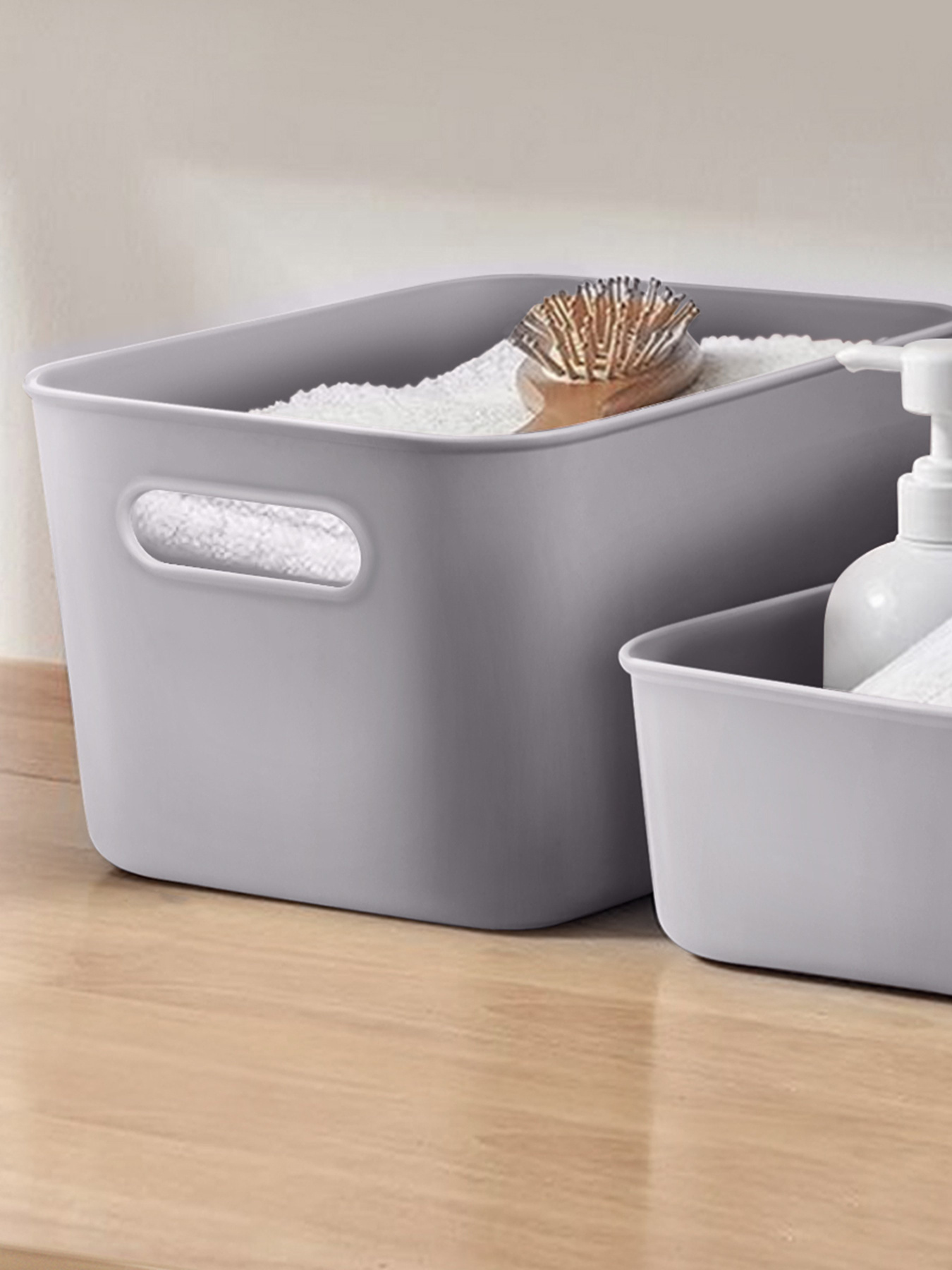Ящик для хранения без крышки пластиковый серый MBM HOME модель FH-11 S GRAY Фото