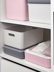 Ящик для зберігання без кришки пластиковий сірий MBM HOME модель FH-12 L GRAY Фото