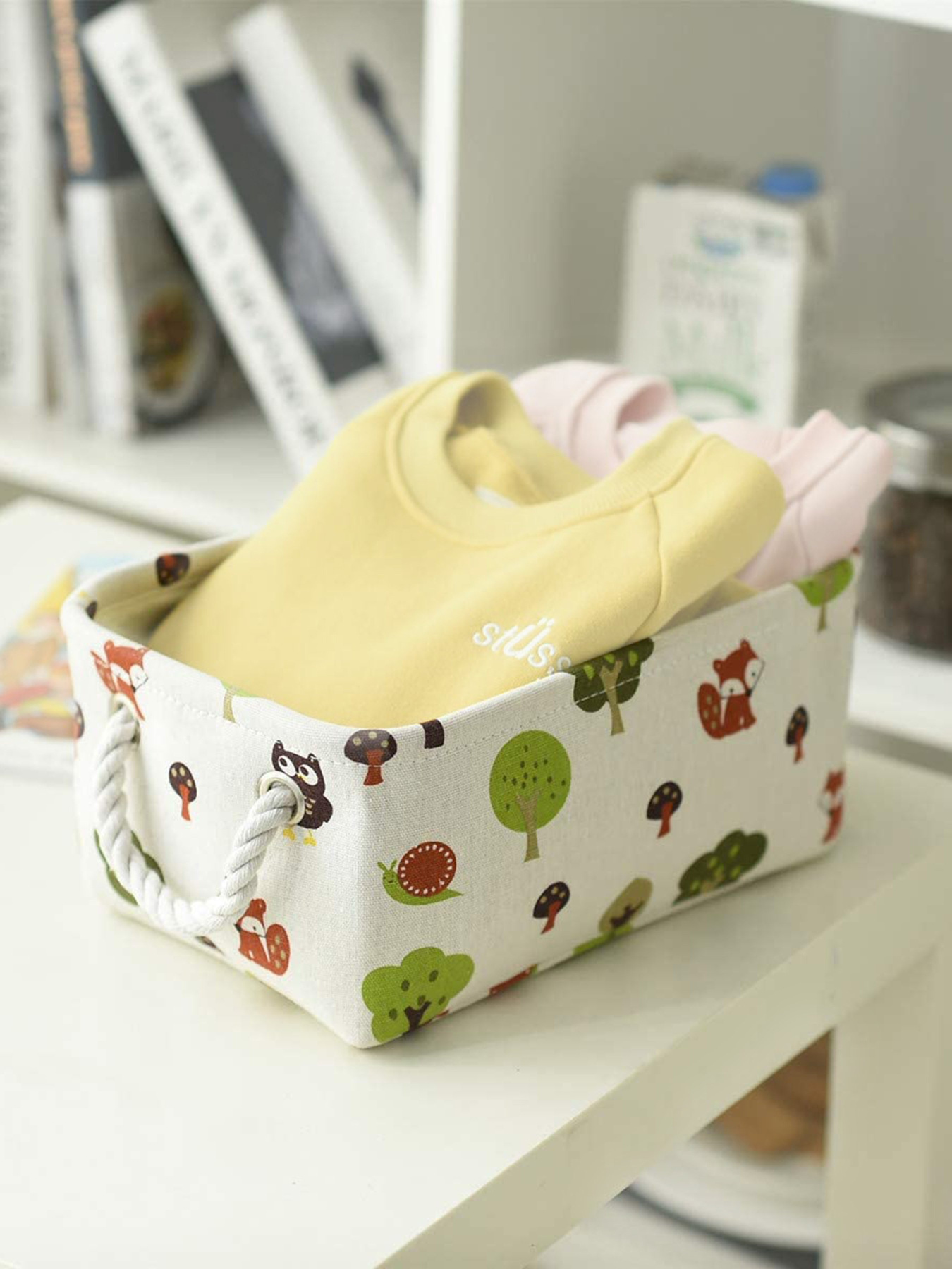 Ящик для хранения с ручками с рисунком MBM HOME модель TH-11 WHITE Фото