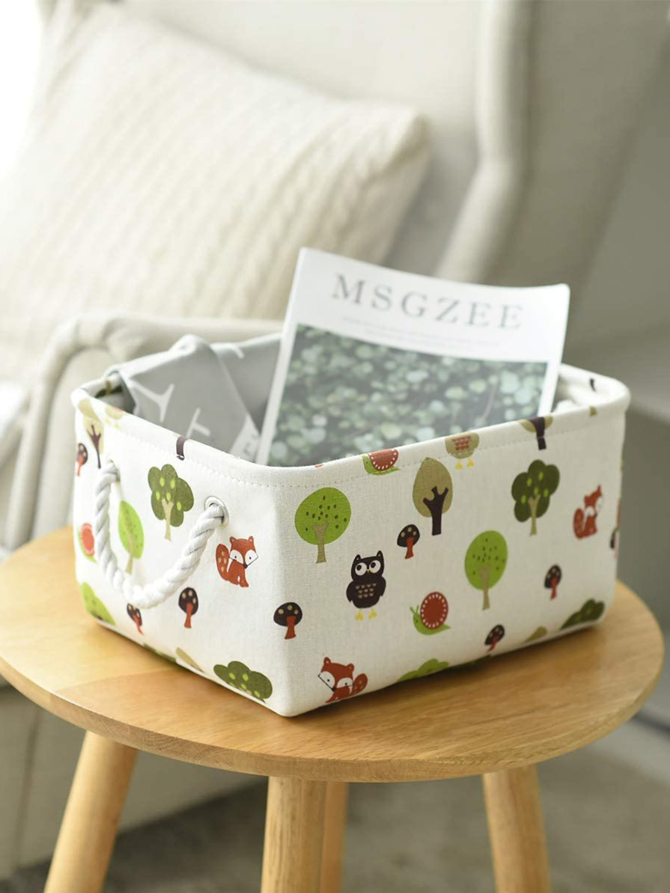 Ящик для хранения с ручками с рисунком MBM HOME модель TH-11 WHITE Фото