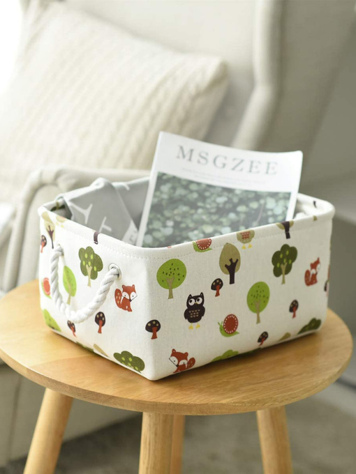 Ящик для хранения с ручками с рисунком MBM HOME модель TH-11 WHITE Фото