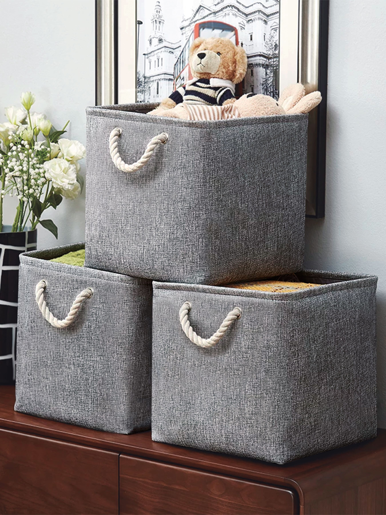 Ящик для хранения с ручками серый MBM HOME модель TH-12 GRAY Ящик для хранения с ручками серый MBM HOME модель TH-12 GRAY Фото