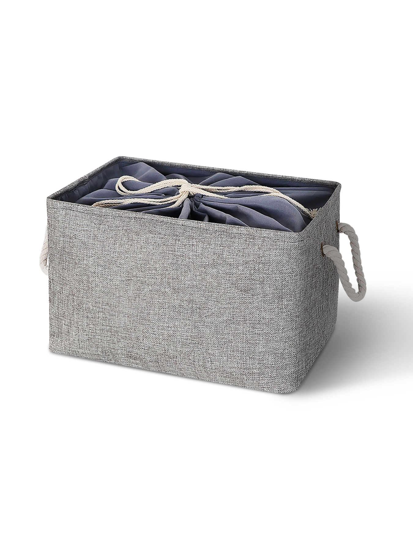Ящик для хранения с ручками и затяжками серый MBM HOME модель TH-13 XL GRAY Фото