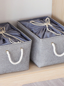 Ящик для хранения с ручками и затяжками серый MBM HOME модель TH-13 XL GRAY Фото