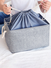 Ящик для хранения с ручками и затяжками серый MBM HOME модель TH-13 XL GRAY Фото