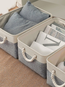 Ящик для зберігання з ручками сірий з бежевим MBM HOME модель TH-10 GRAY/BEIGE Фото