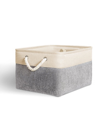 Ящик для зберігання з ручками сірий з бежевим MBM HOME модель TH-10 GRAY/BEIGE Фото