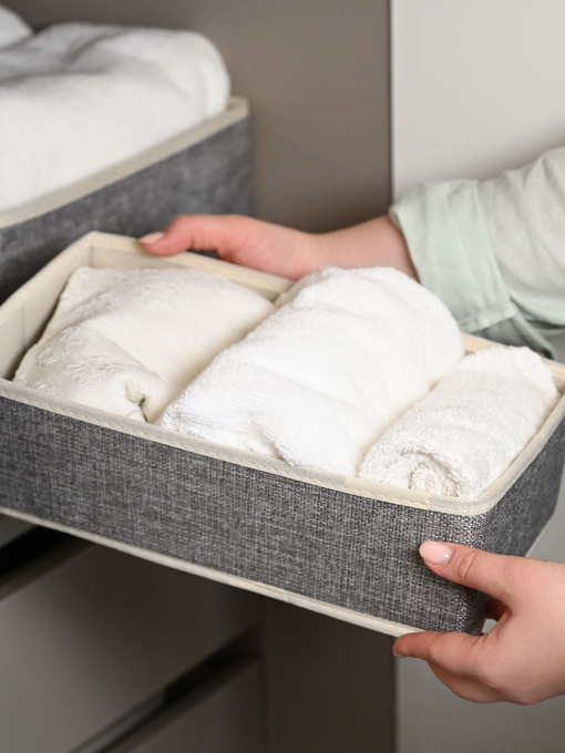 Ящик для зберігання прямокутний сірий MBM HOME модель TH-28 LIGHT GRAY Фото