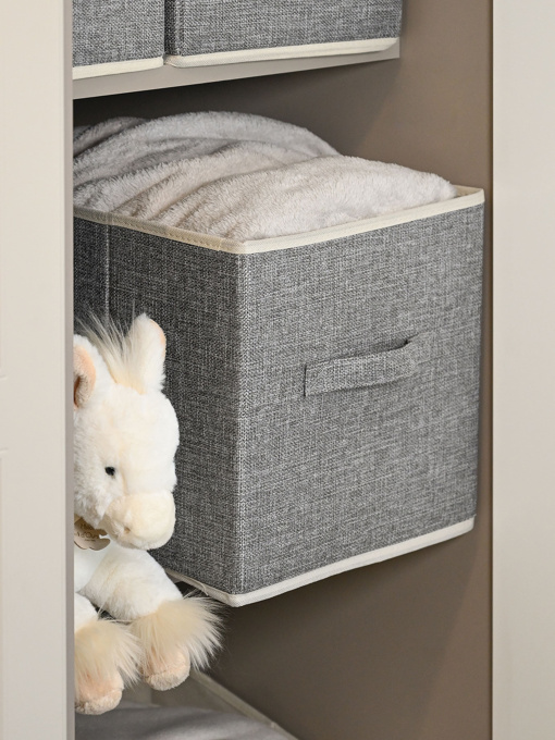 Ящик для хранения квадратный серый MBM HOME модель TH-30 LIGHT GRAY Фото