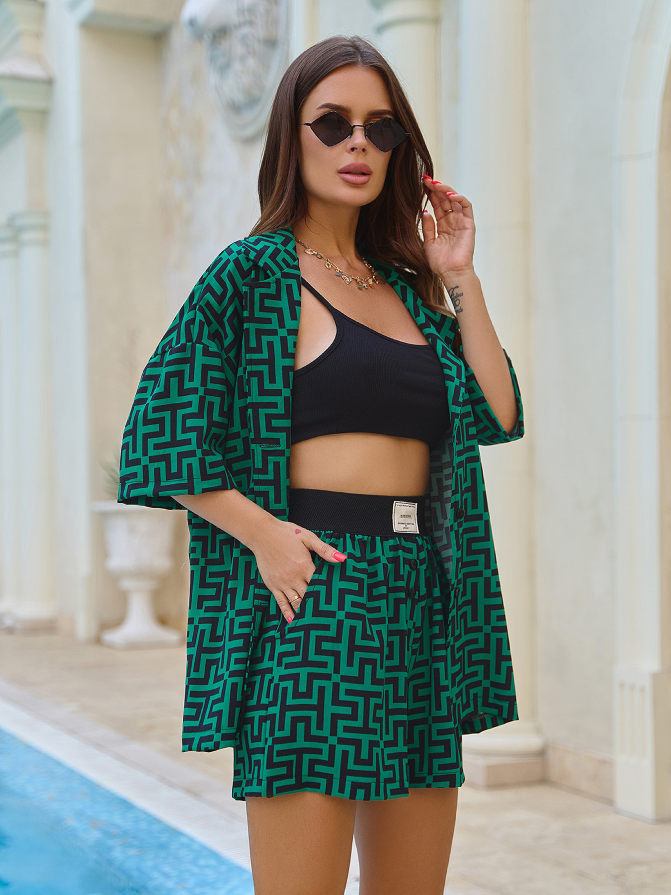 Костюмы ISSA Plus модель 14785_зеленый Костюмы ISSA Plus модель 14785_зеленый Фото