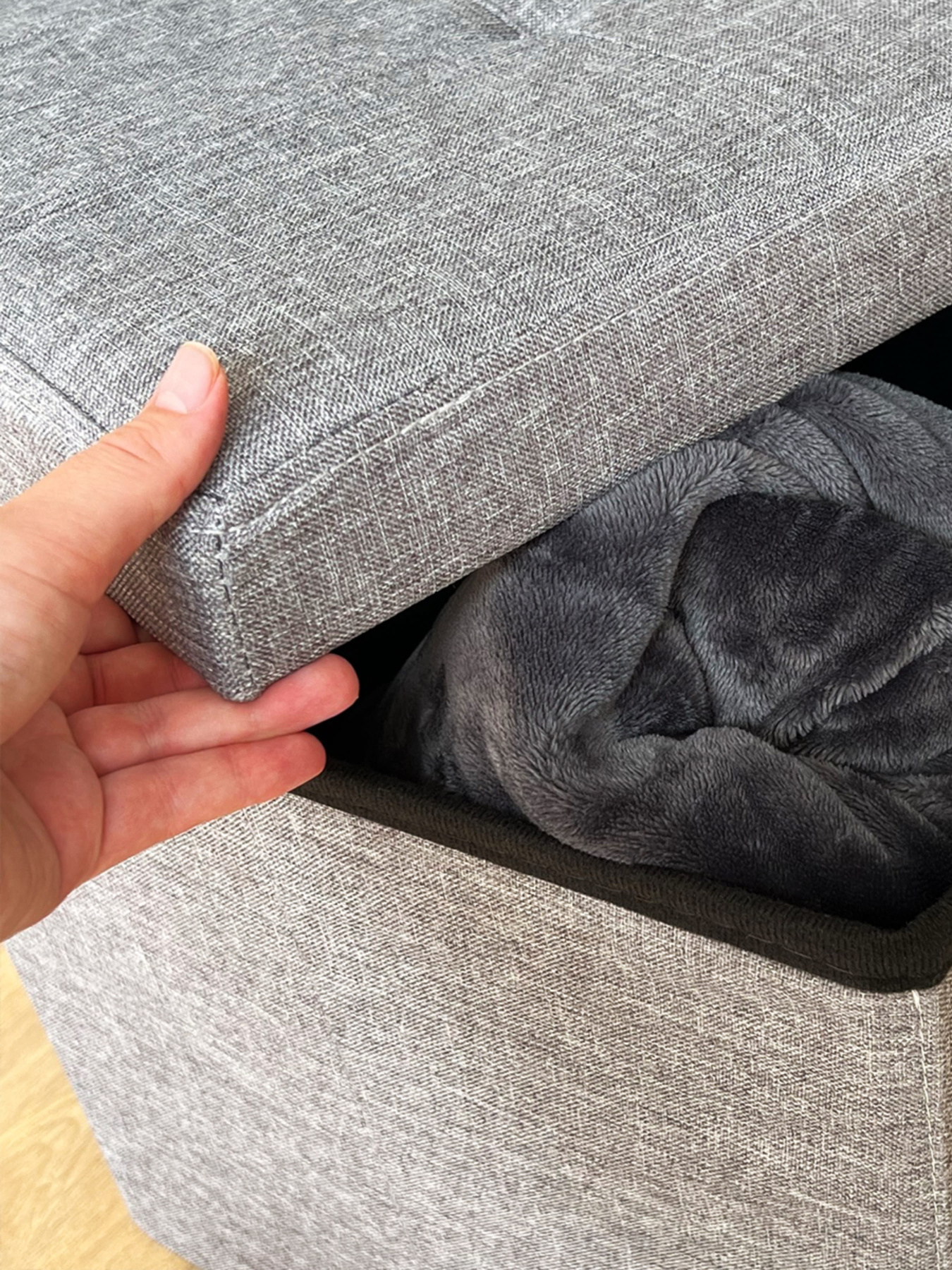 Пуф для хранения текстильный серый MBM HOME модель TH-03 GRAY Пуф для хранения текстильный серый MBM HOME модель TH-03 GRAY Фото