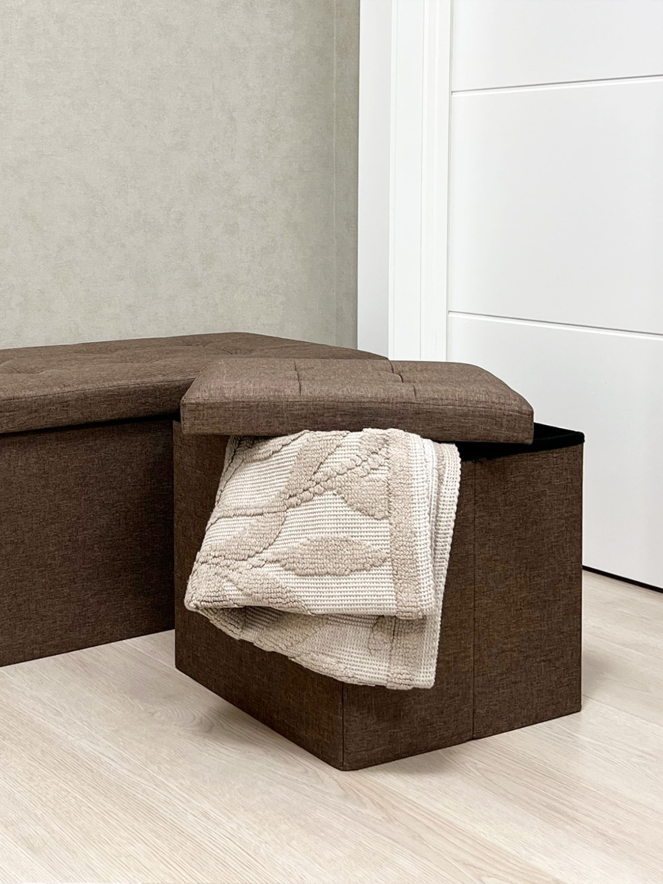 Пуф для хранения текстильный коричневый MBM HOME модель TH-03 BROWN Фото