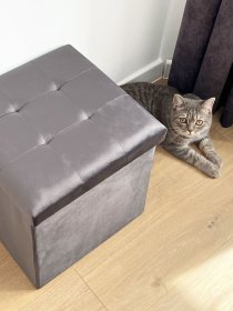 Пуф для зберігання велюровий сірий MBM HOME модель TH-05 GRAY Фото