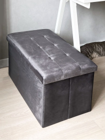 Пуф для зберігання велюровий сірий MBM HOME модель TH-06 GRAY Фото