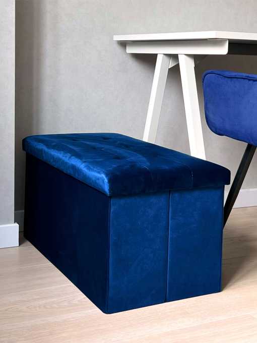 Пуф для хранения велюровый синий MBM HOME модель TH-06 BLUE Фото
