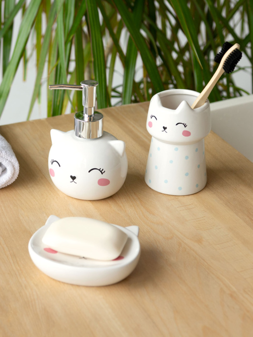 Набор аксессуаров для ванной комнаты белый Cute Cat MBM HOME модель MVM-MH-22 WHITE Фото