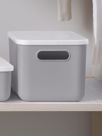 Ящик для зберігання з кришкою пластиковий сірий MBM HOME модель FH-11/FH-15 GRAY Фото