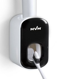 Тримач-диспенсер для зубної пасти клейкий чорний MBM HOME модель BP-24 WHITE/BLACK Фото