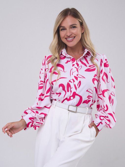 Рубашки ISSA Plus модель SA-553_белый_розовый Фото