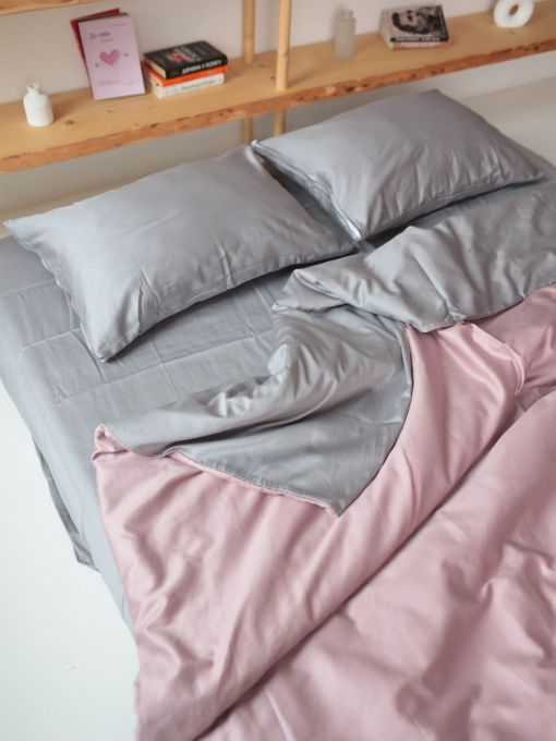 Комплект постельного белья с ткани Сатин цвет Серо-розовый BedclozZzes модель 18631 Фото