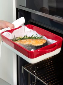 Форма для запікання прямокутна MBM HOME модель KP-44 WHITE/RED Фото
