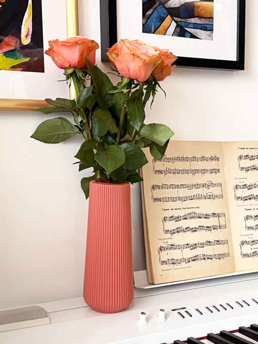 Ваза для квітів пластикова коралова MBM HOME модель DH-FLOWERS-05 CORAL Фото