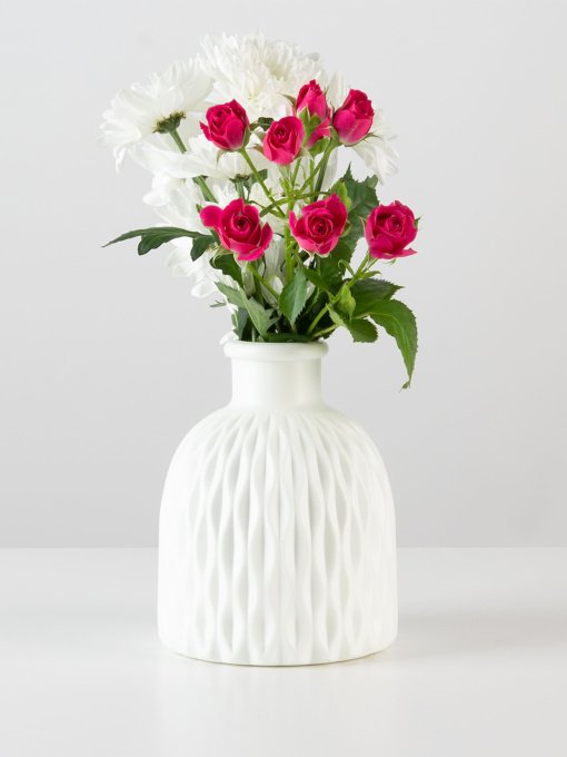 Ваза для квітів пластикова біла MBM HOME модель DH-FLOWERS-09 WHITE Фото