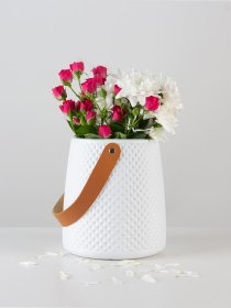 Ваза для квітів з ручкою пластикова біла MBM HOME модель DH-FLOWERS-10 WHITE Фото