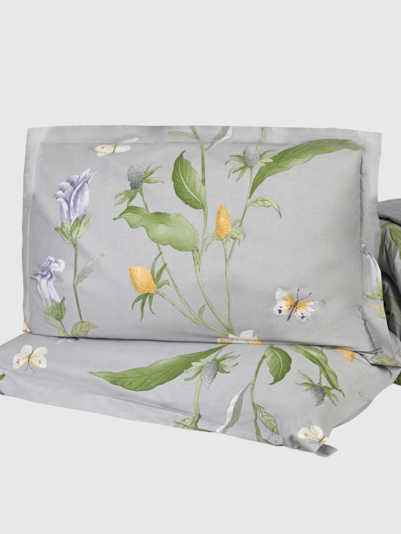 Наволочка "Песня цветов" из натурального сатина MBM HOME модель BL-P-05 GRAY/PRINT Фото