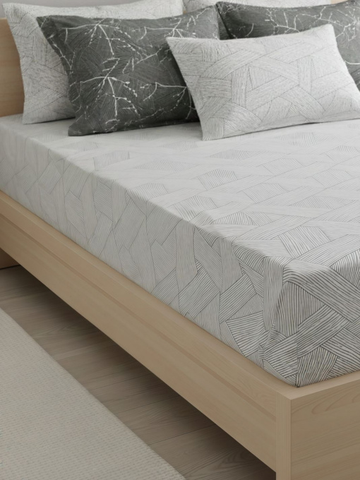 Простирадло "Петрикор" з натурального сатину MBM HOME модель BL-FS-13/14 GRAY/PRINT Фото