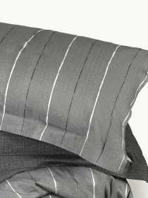Наволочка "Сутінки" у смужку з натурального сатину MBM HOME модель BL-P-06 GRAY/PRINT Фото