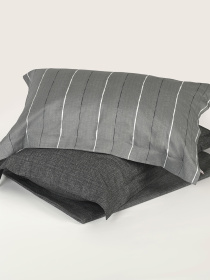 Наволочка "Сутінки" у смужку з натурального сатину MBM HOME модель BL-P-06 GRAY/PRINT Фото