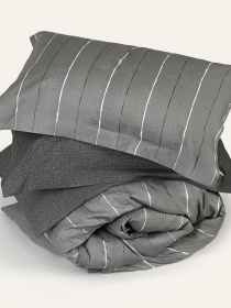 Наволочка "Сутінки" у смужку з натурального сатину MBM HOME модель BL-P-06 GRAY/PRINT Фото