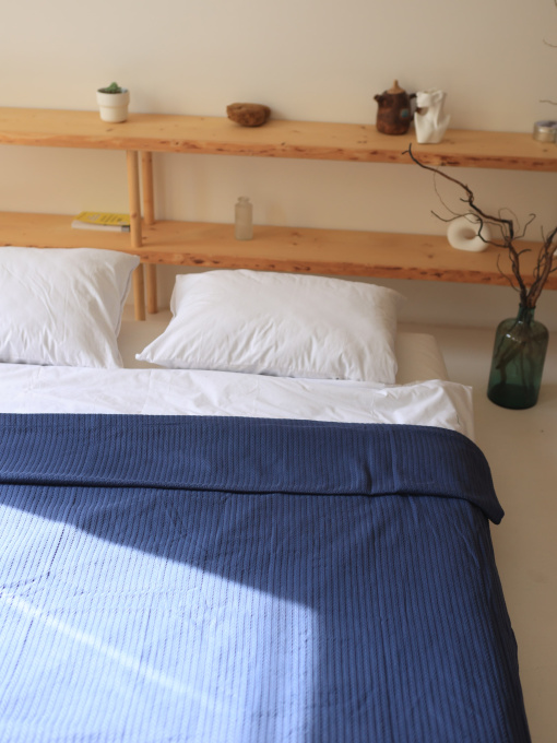 Бавовняне покривало плед Колос колір Індиго BedclozZzes модель 11390-1 Фото