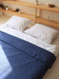 Бавовняне покривало плед Колос колір Індиго BedclozZzes модель 11390-1 Фото
