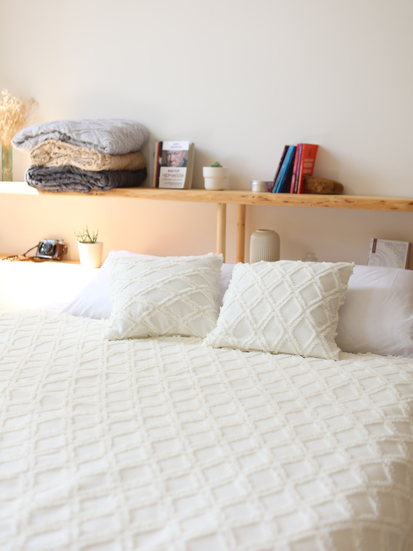 Хлопковое одеяло Ромб цвет Молочный BedclozZzes модель 13873-1-1 Фото