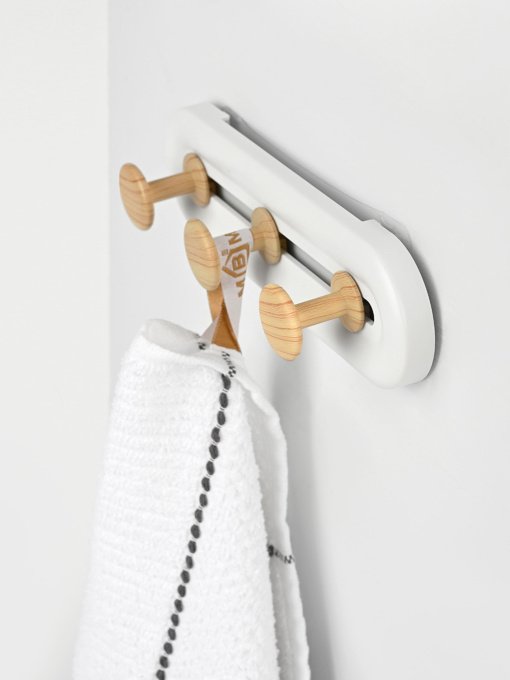 Вішалка на 3 гачки біла/дерево MBM HOME модель HP-01/3 WHITE/WOOD Фото